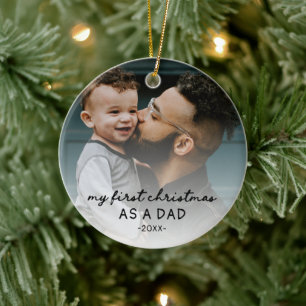 Ornamento De Cerâmica Meu primeiro Natal COMO PAI duas fotos
