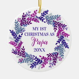 Ornamento De Cerâmica Meu Primeiro Natal como Papai Ano Coroa Roxa