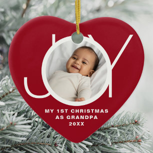 Ornamento De Cerâmica Meu Primeiro Natal Como Vovô Foto Vermelha