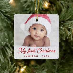 Ornamento De Cerâmica Meu primeiro Natal foto nome ano completo do bebê