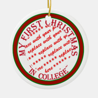 Ornamento De Cerâmica Meu Primeiro Natal Na Faculdade Fotográfica Modelo