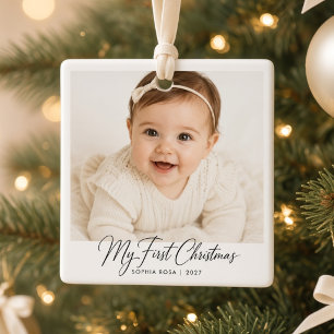 Ornamento De Cerâmica Meu Primeiro Natal Nome Foto Personalizada do Bebê