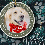 Ornamento De Cerâmica Meu Primeiro Natal para sempre - Foto Moderna de P<br><div class="desc">Este design simples e clássico é composto por tipografia serif e adiciona uma foto personalizada. "Meu Primeiro Natal em minha casa para sempre" rodeia a foto personalizada.</div>