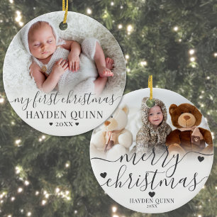 Ornamento De Cerâmica Meu Primeiro Natal Roteiro Nova Foto de Bebê