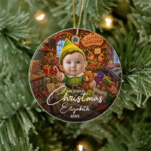 Meu Primeiro Natal Santas Pequeno Ajuda Foto