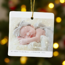 Ornamento De Cerâmica Meu Primeiro Natal Stars Modern Baby Girl Foto