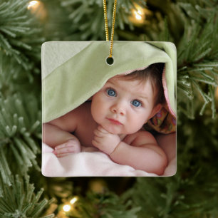 Ornamento De Cerâmica Meu Primeiro Pedido de Foto de Natal