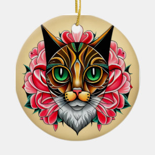 Ornamento De Cerâmica MexiCat: Um Tigre Tale em Arte Folclórica