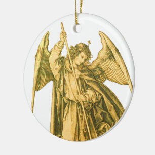 Ornamento De Cerâmica Michael, o Arcanjo Dourado Anjo Medieval