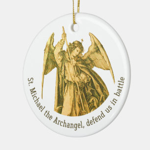 Ornamento De Cerâmica Michael, o Arcanjo Dourado Anjo Medieval