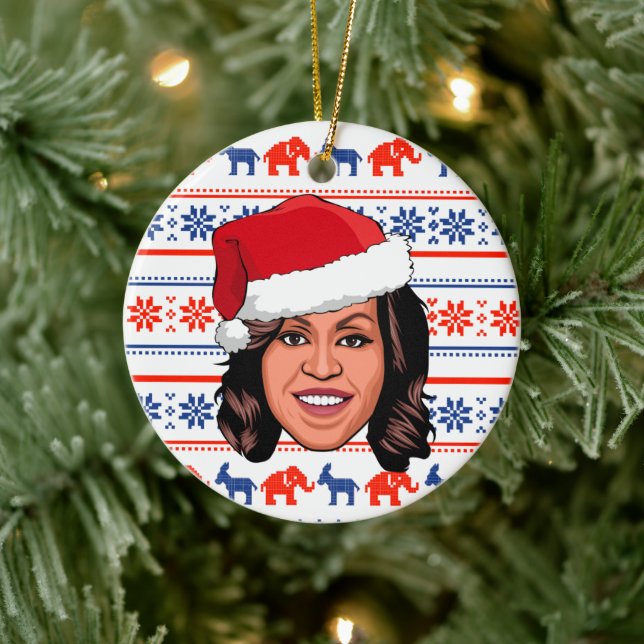 Ornamento De Cerâmica MICHELLE OBAMA Natal (Árvore)