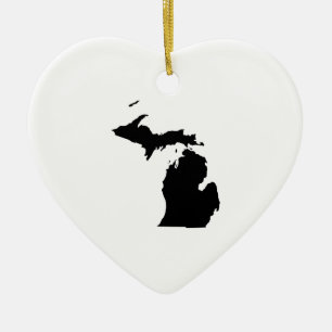 Ornamento De Cerâmica Michigan em Preto e Branco