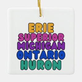Ornamento De Cerâmica Michigan Great Lakes Rainbow Text Ornament