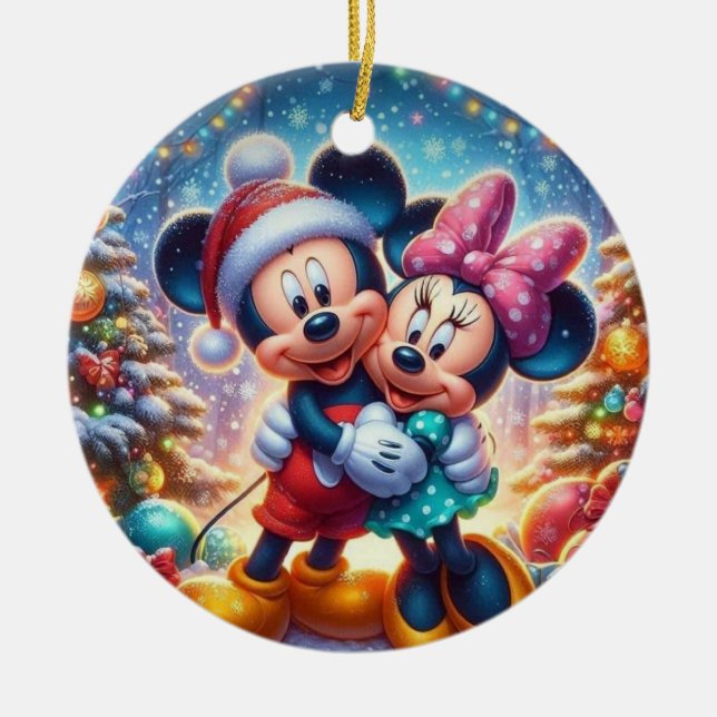 Ornamento De Cerâmica Mickey Minnie Ornament (Frente)