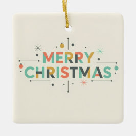 Ornamento De Cerâmica Mid-Century Merry Christmas – Retro Style