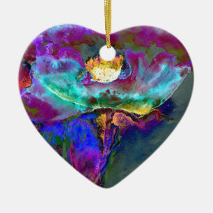 Ornamento De Cerâmica Midnight Purple Poppy watercolor painting