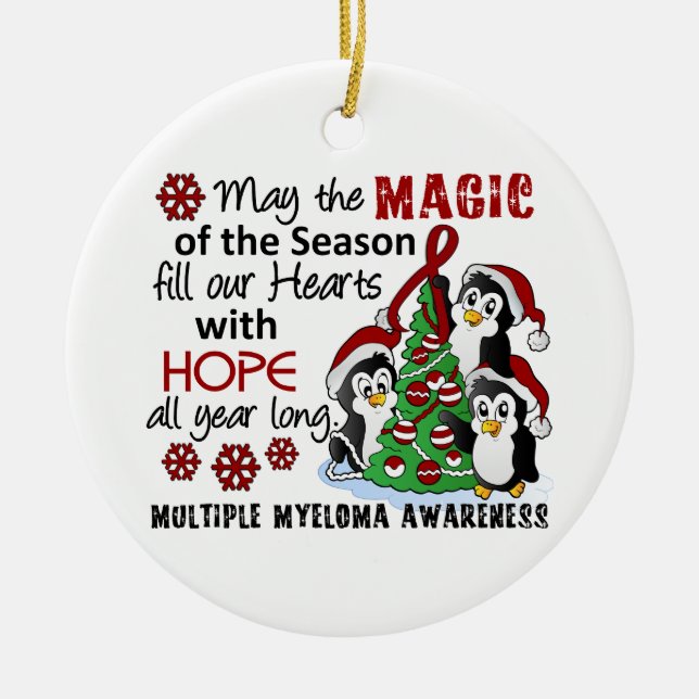 Ornamento De Cerâmica Mieloma múltiplo dos pinguins do Natal (Frente)