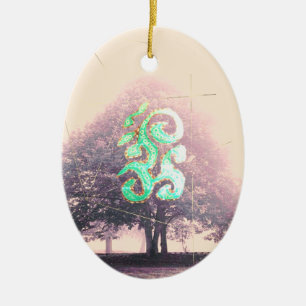Ornamento De Cerâmica Mighty Tree in Fog Mystery Symbol