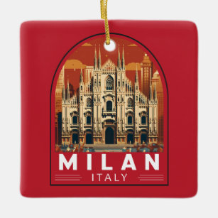 Ornamento De Cerâmica Milan Itália Duomo di Milano Viagem Art Vintage