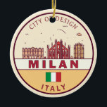 Ornamento De Cerâmica Milão Itália Cidade Skyline Emblem<br><div class="desc">Design de arte colorida e minimalista de Milão,  com monumentos e marcos da cidade de Itália.</div>