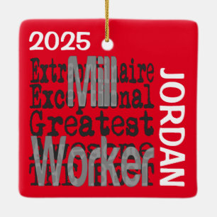 Ornamento De Cerâmica Mill Worker Extraordinaire PERSONALIZADO