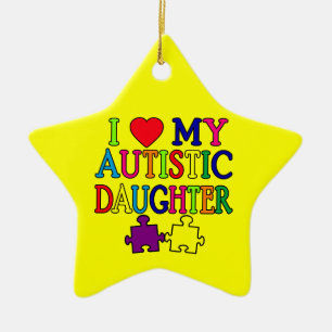 Ornamento De Cerâmica Mim coração (amor) minha filha autística