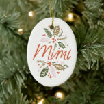 Ornamento De Cerâmica Mimi Bright Holly Christmas Foto Cerâmica Ornament<br><div class="desc">Este ornamento na moda apresenta meu verde de inverno desenhado à mão em cores vibrantes. Personalize as costas com sua própria foto. Compre presentes de férias e muito mais em www.zazzle.com/store/nbpaperco</div>