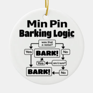 Ornamento De Cerâmica Min Pin Barking Logic