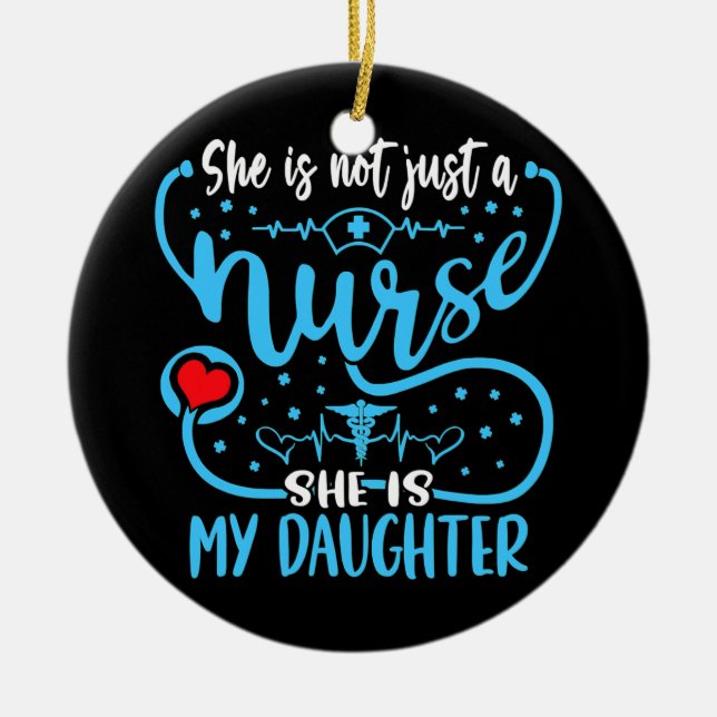 Ornamento De Cerâmica Minha filha é uma enfermeira, uma enfermeira orgul (Frente)