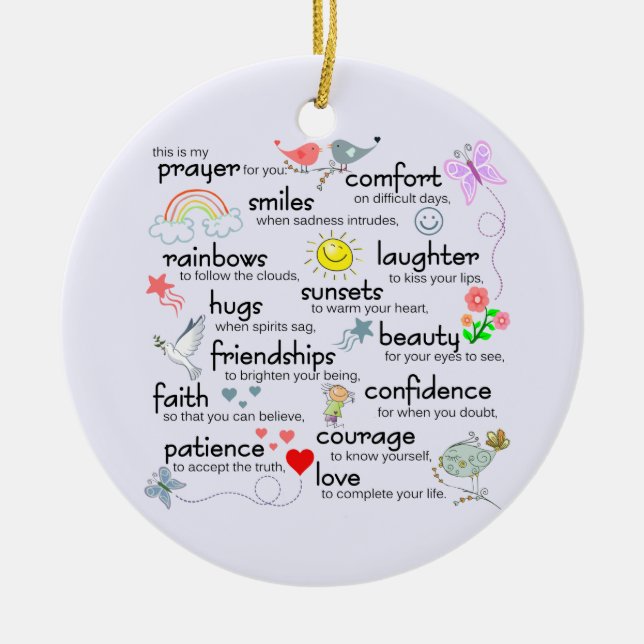 Ornamento De Cerâmica Minha oração para você (Frente)