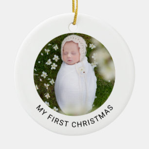Ornamento De Cerâmica Minha primeira foto de bebê de Natal, minimalista
