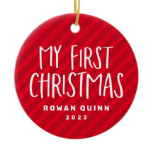 Minha primeira foto de bebê listrada vermelha de N