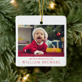 Ornamento De Cerâmica Minha Primeira Foto de Novo Natal
