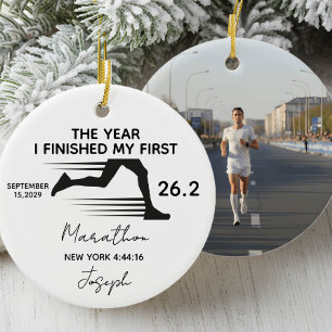 Ornamento De Cerâmica Minha Primeira Maratona 26.2 Nome e Foto Personali