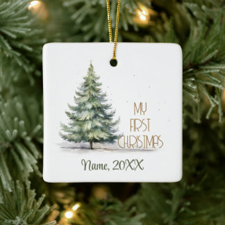 Ornamento De Cerâmica Minha primeira Noite Sagrada de Natal Personaliza