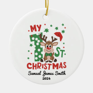 Ornamento De Cerâmica Minha Reindeer de Natal de 1rua - Personalizada