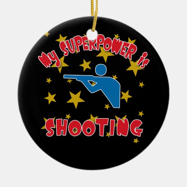 Ornamento De Cerâmica Minha superpotência está disparando (Frente)