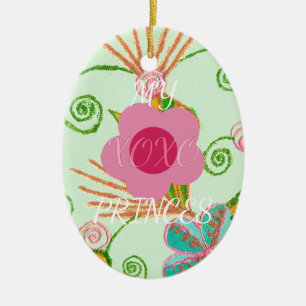 Ornamento De Cerâmica Minha XOXO Pequena Princesa Floral Impressão