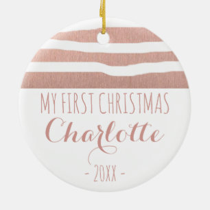 Ornamento De Cerâmica Minhas primeiras listras do handrawn do ouro do