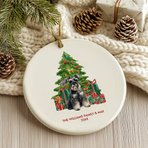 Ornamento De Cerâmica Miniatura Cachorro Schnauzer Personalizado Natal