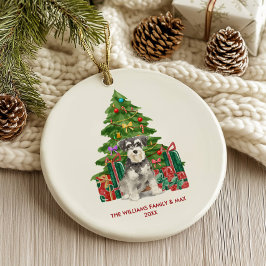 Ornamento De Cerâmica Miniatura Família de Cães Schnauzer Natal