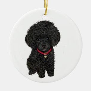 Ornamento De Cerâmica Miniatura ou Toy Poodle - Preto 1