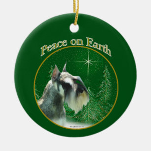 Ornamento De Cerâmica Miniatura Schnauzer Paz