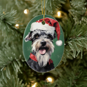 Ornamento De Cerâmica Miniatura Schnauzer Pincel de Natal Ardois