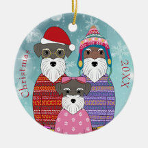 Miniatura Schnauzers Retrato da Família de Natal P