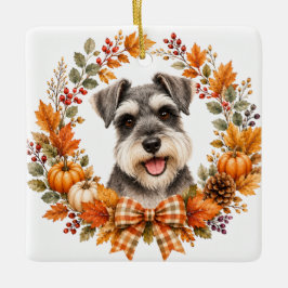 Ornamento De Cerâmica Miniature Schnauzer Outono