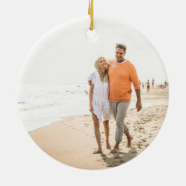 Ornamento De Cerâmica mínima de duas fotos de feriado de natal