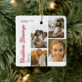 Ornamento De Cerâmica Minimal Christmas Blessings Script Family 6 Photos