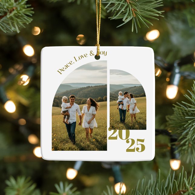 Ornamento De Cerâmica Minimal Double Sided Arch Two Photo  (Criador carregado)