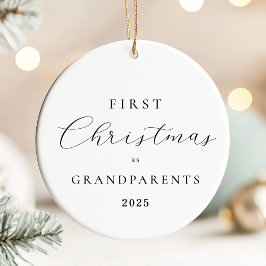 Ornamento De Cerâmica Minimal Script Grandparents Christmas Ornament